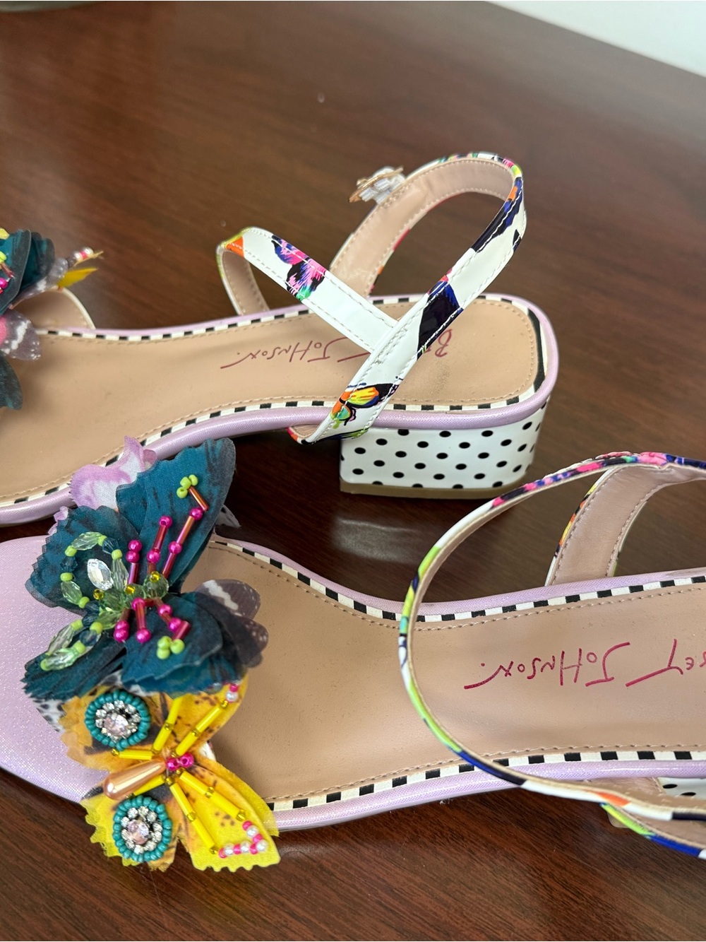 Betsey Johnson Floral Butterfly Ankle Strap Sandals - Picture 6 of 6